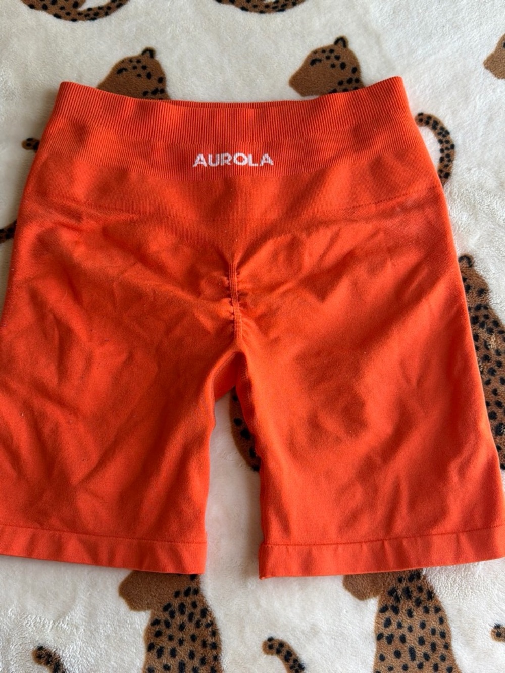 Aurola Women's High-Waist Orange Bike Shorts